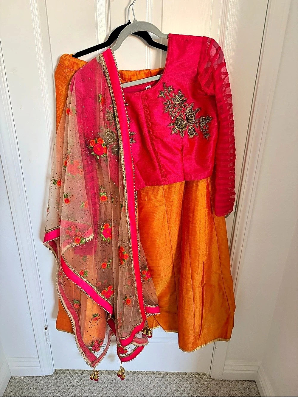 Pink & Orange Embroidered Lehengha